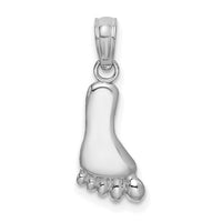 14K White Gold Polished Foot Charm-K7178W