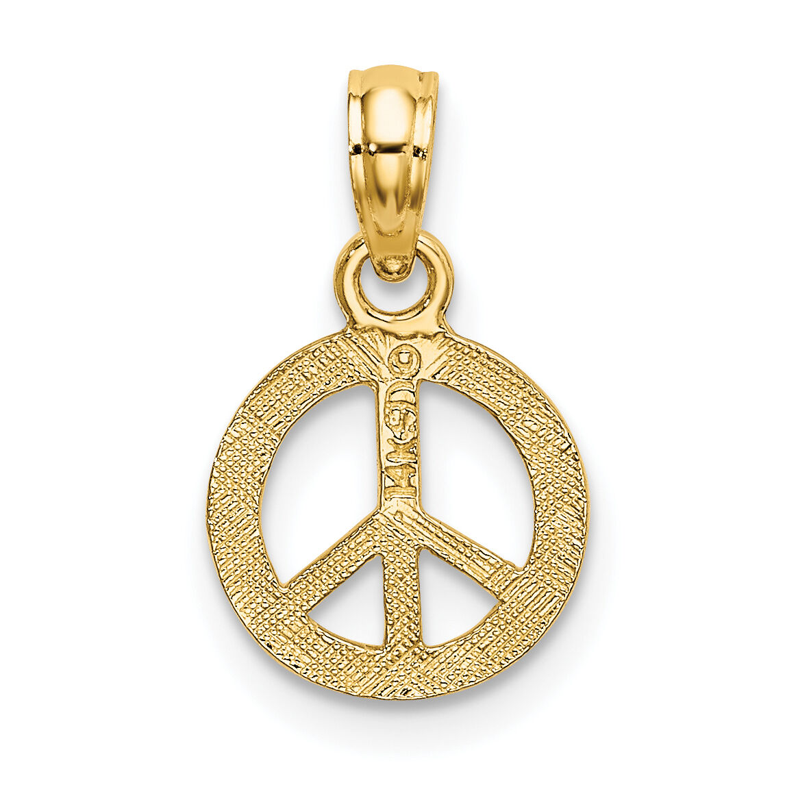 14K Flat Textured Mini Peace Sign Charm-K7180