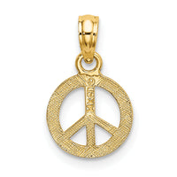 14K Flat Textured Mini Peace Sign Charm-K7180