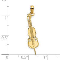 14K Polished Engraved Upright Bass Charm-K7185