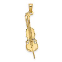 14K Polished Engraved Upright Bass Charm-K7185