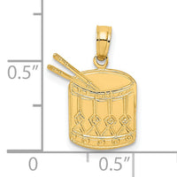14K Polished Drum and Sticks Charm-K7186