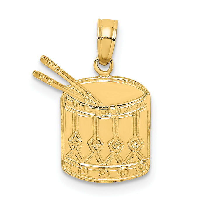 14K Polished Drum and Sticks Charm-K7186