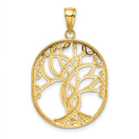14K Tree of Life Celtic Knot in Oval Frame Pendant-K7192