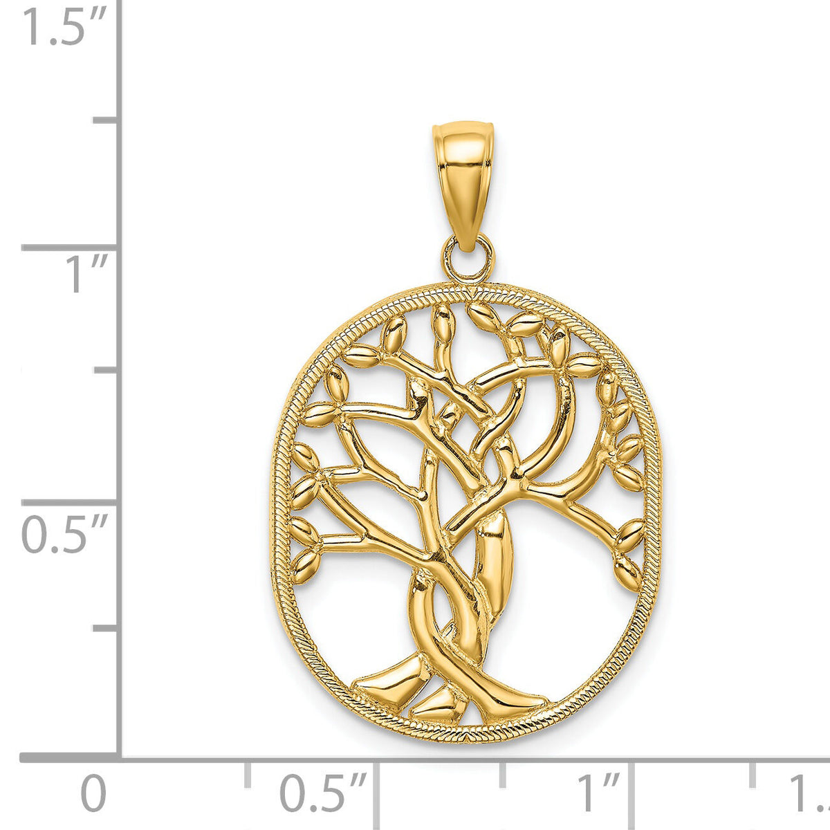 14K Tree of Life Celtic Knot in Oval Frame Pendant-K7192