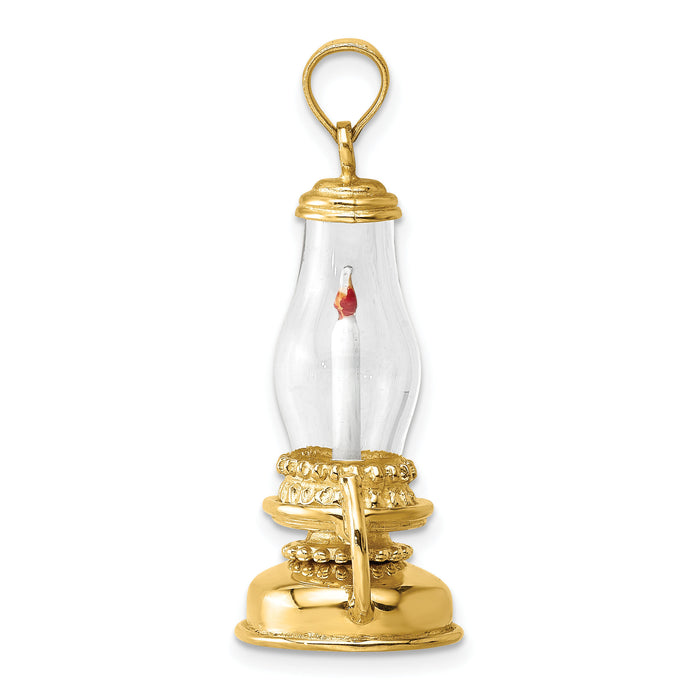 14K Glass w/ Enamel 3-D Candle Lantern Charm-K7195