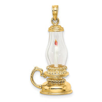 14K Glass w/ Enamel 3-D Candle Lantern Charm-K7195