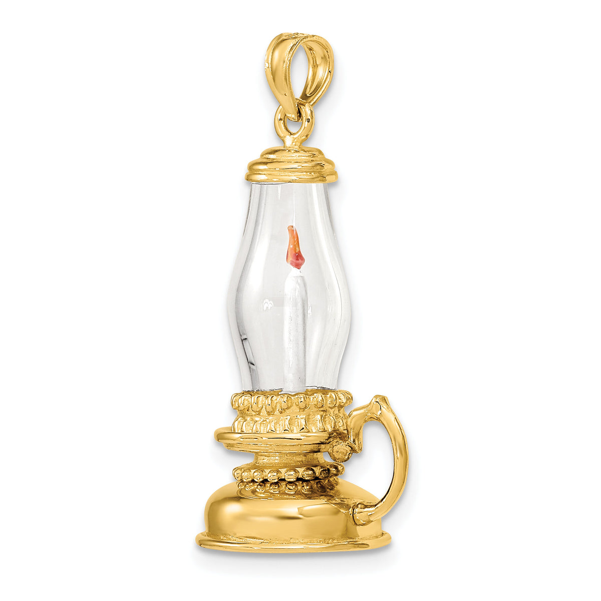 14K Glass w/ Enamel 3-D Candle Lantern Charm-K7195