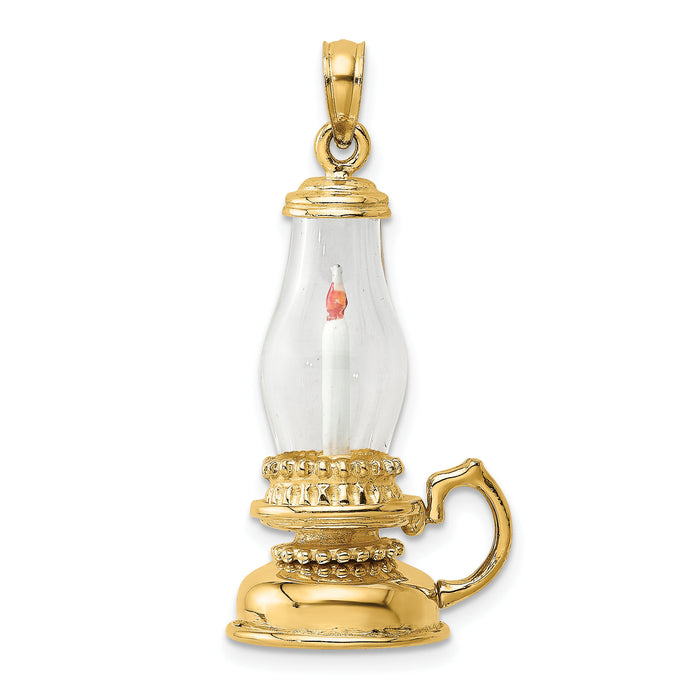 14K Glass w/ Enamel 3-D Candle Lantern Charm-K7195