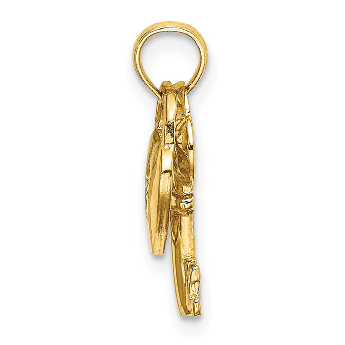 14K Moveable Dangling Heart and Key Charm-K7203