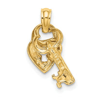 14K Moveable Dangling Heart and Key Charm-K7203