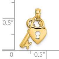 14K Moveable Dangling Heart and Key Charm-K7203
