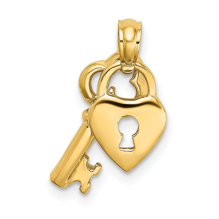 14K Moveable Dangling Heart and Key Charm-K7203