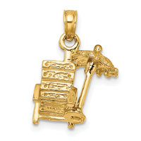 14K 3-D Beach Chair w/ Umbrella Charm-K7204