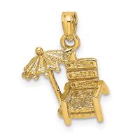 14K 3-D Beach Chair w/ Umbrella Charm-K7204