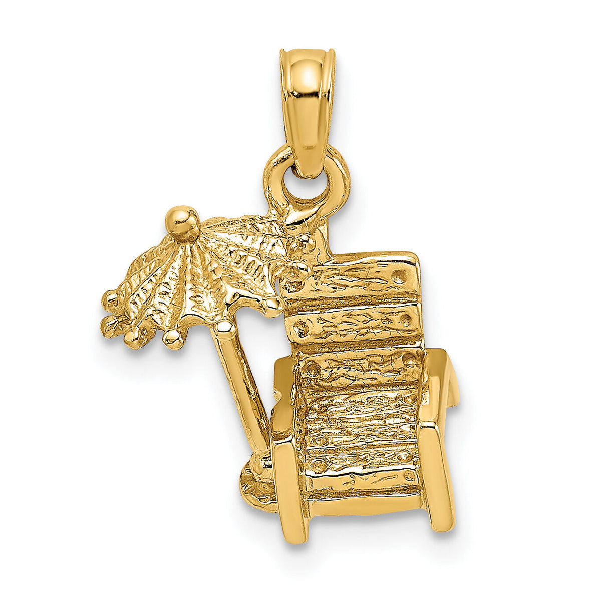 14K 3-D Beach Chair w/ Umbrella Charm-K7204