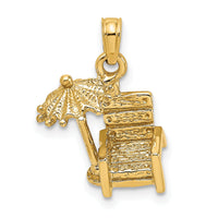 14K 3-D Beach Chair w/ Umbrella Charm-K7204