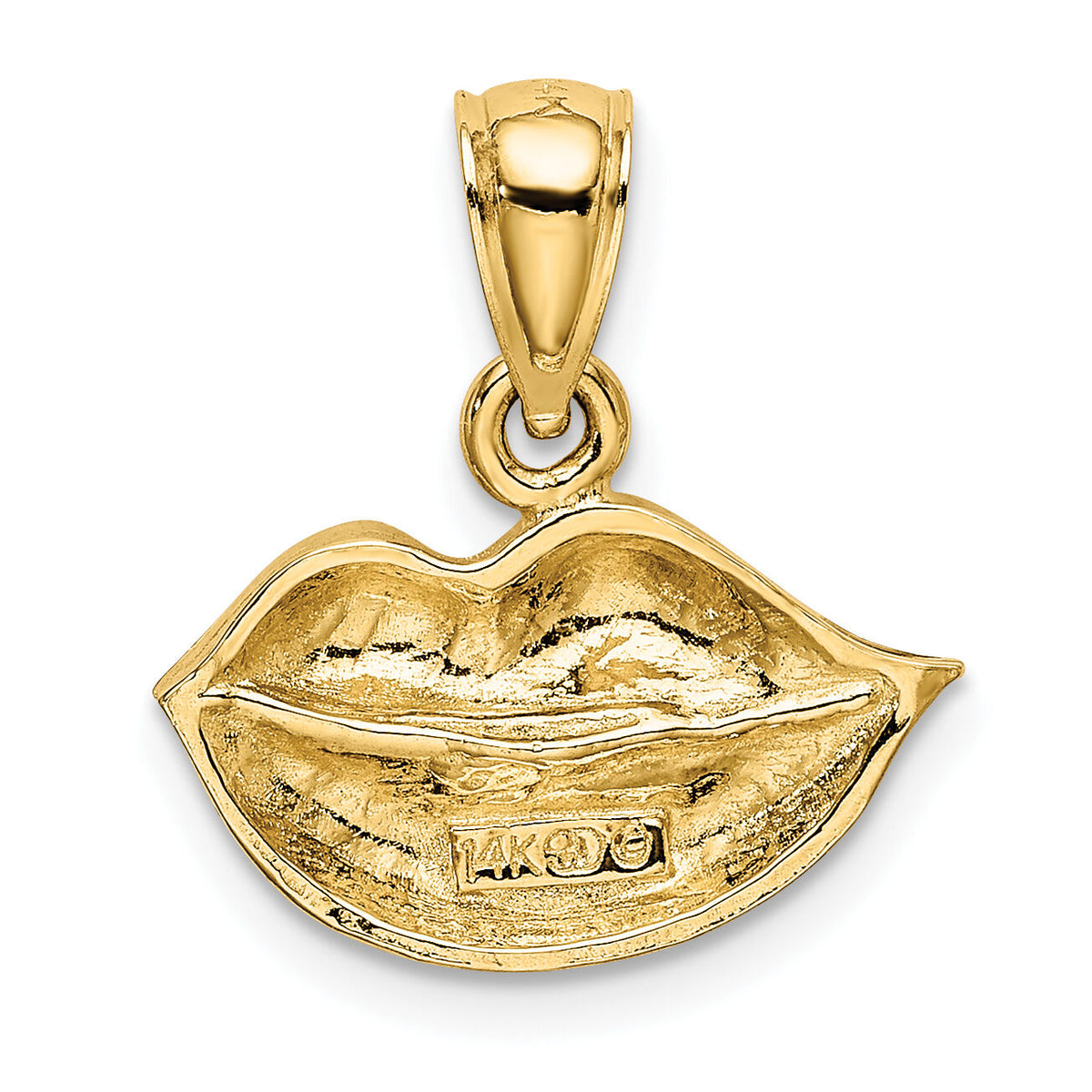 14K 2-D  Polished Lips Charm-K7213
