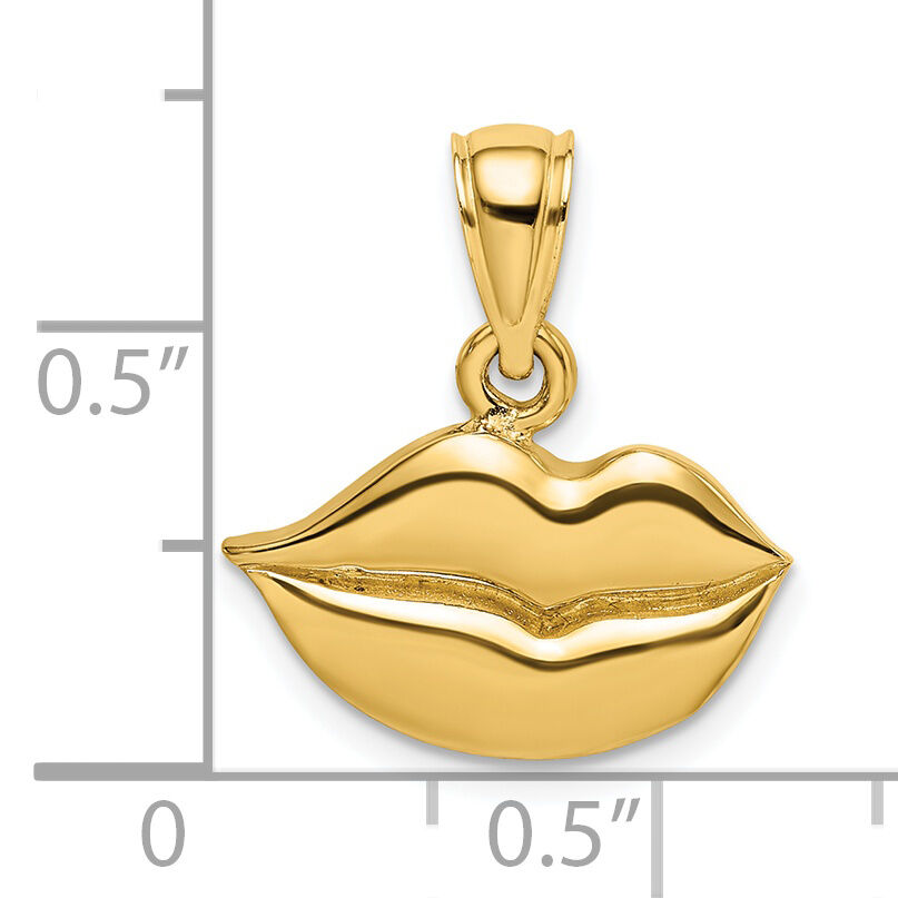 14K 2-D  Polished Lips Charm-K7213