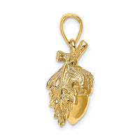 14K 3-D Acorn w/Leaf Pendant-K7230