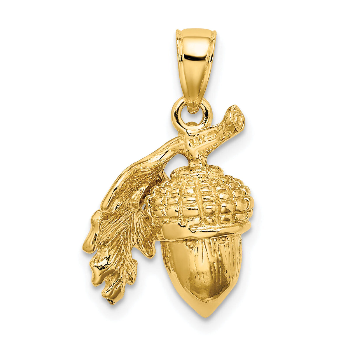 14K 3-D Acorn w/Leaf Pendant-K7230