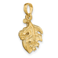 14K 3-D Acorn w/Leaf Pendant-K7230