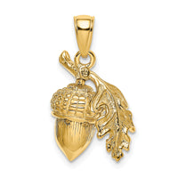 14K 3-D Acorn w/Leaf Pendant-K7230