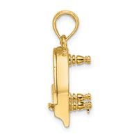 14K 3-D Grand Piano Top Opens Charm-K7236