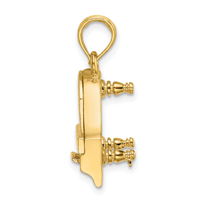 14K 3-D Grand Piano Top Opens Charm-K7236