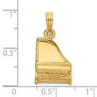 14K 3-D Grand Piano Top Opens Charm-K7236
