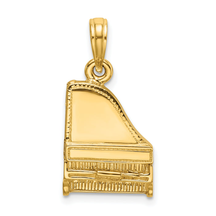 14K 3-D Grand Piano Top Opens Charm-K7236