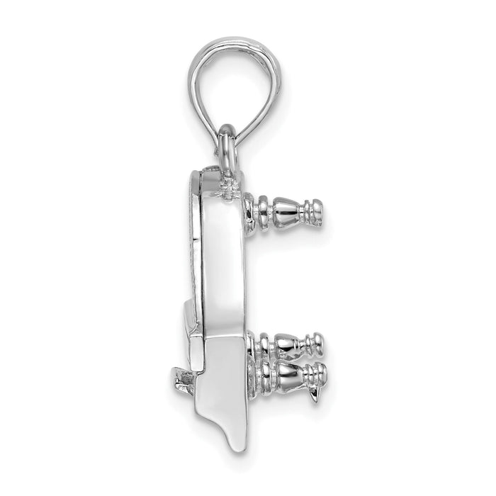 14K White Gold 3-D Top Opens Grand Piano Charm-K7236W