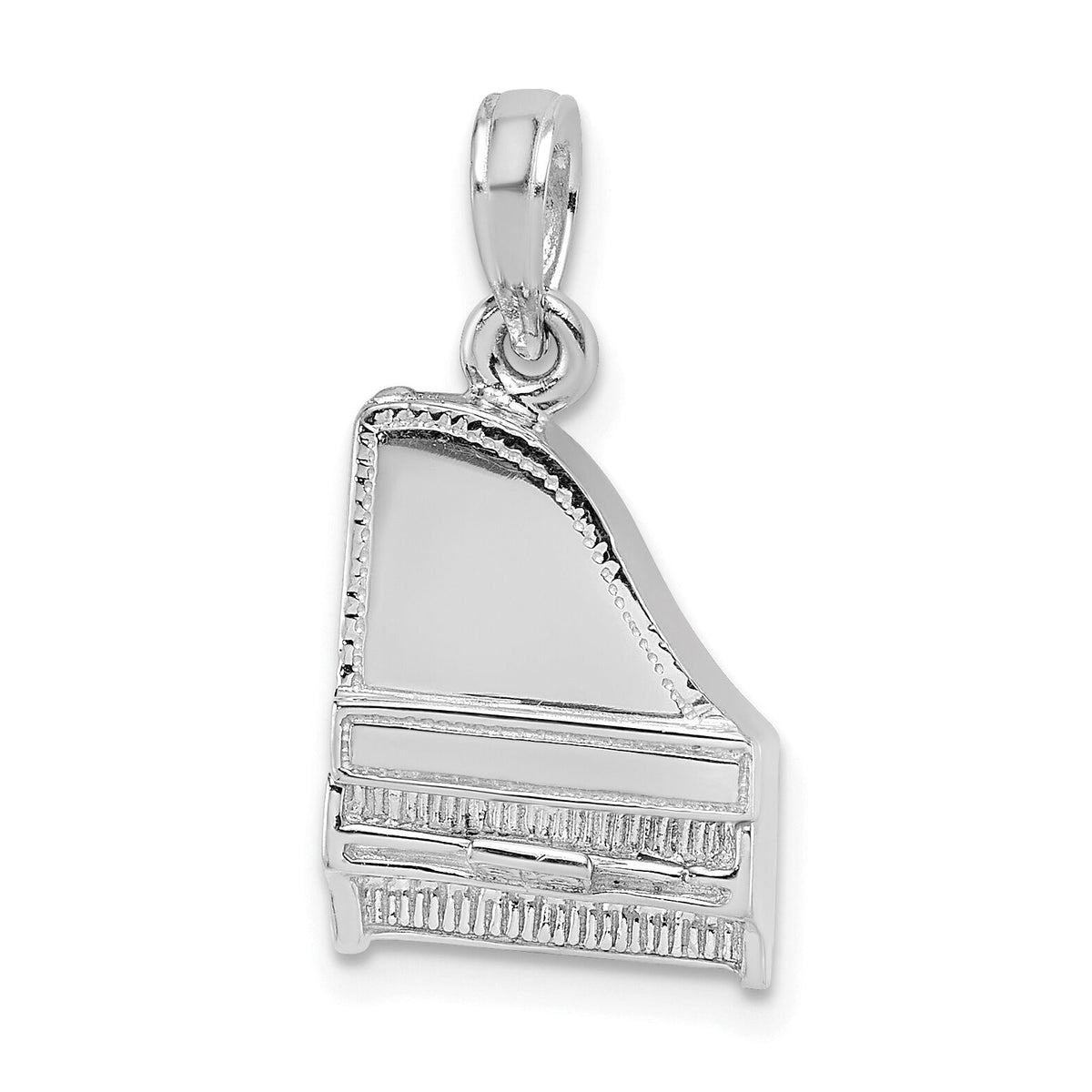 14K White Gold 3-D Top Opens Grand Piano Charm-K7236W