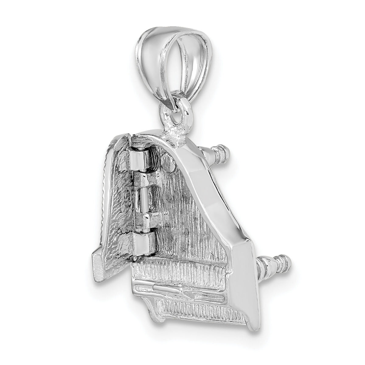 14K White Gold 3-D Top Opens Grand Piano Charm-K7236W