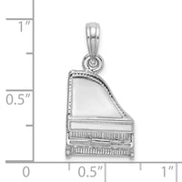 14K White Gold 3-D Top Opens Grand Piano Charm-K7236W