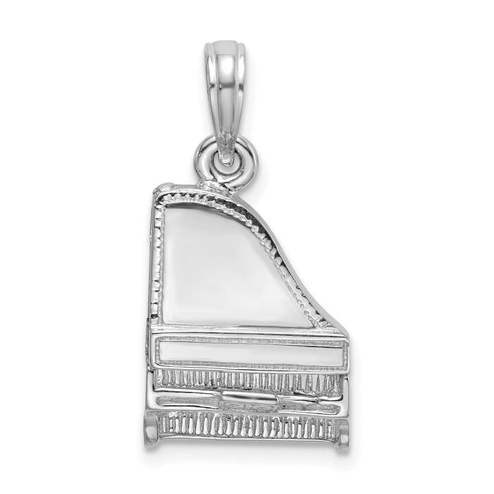 14K White Gold 3-D Top Opens Grand Piano Charm-K7236W