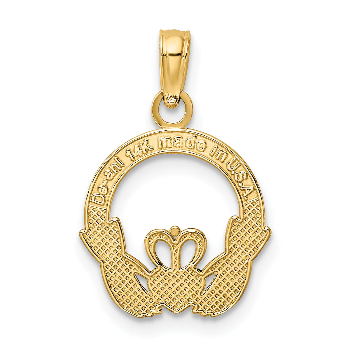 14K Polished Round Claddagh Charm-K7237