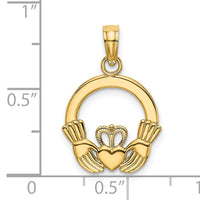 14K Polished Round Claddagh Charm-K7237