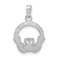 14K White Gold Polished Round Claddagh Charm-K7237W