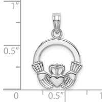 14K White Gold Polished Round Claddagh Charm-K7237W