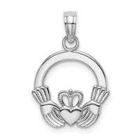14K White Gold Polished Round Claddagh Charm-K7237W