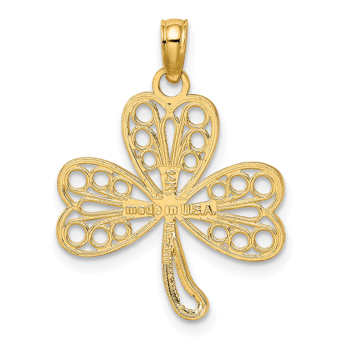 14K Filigree 3-Leaf Clover Charm-K7242