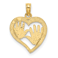 14K Cut-Out Double Hand Prints In Heart Charm-K7244