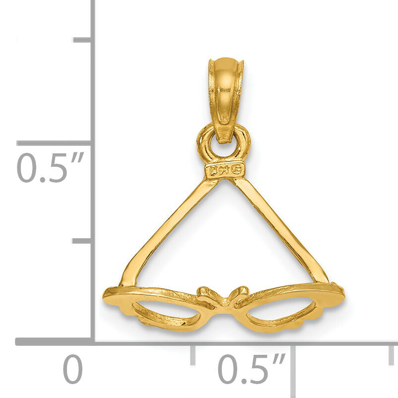 14K 3-D Polished Butterfly Sunglasses Charm-K7245