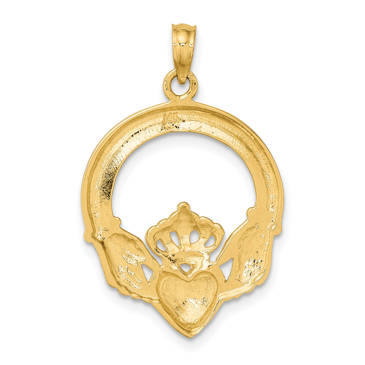 14K  Polished Large Claddagh Heart Charm-K7247
