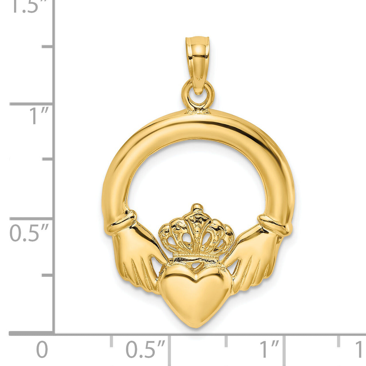 14K  Polished Large Claddagh Heart Charm-K7247