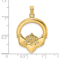 14K  Polished Large Claddagh Heart Charm-K7247