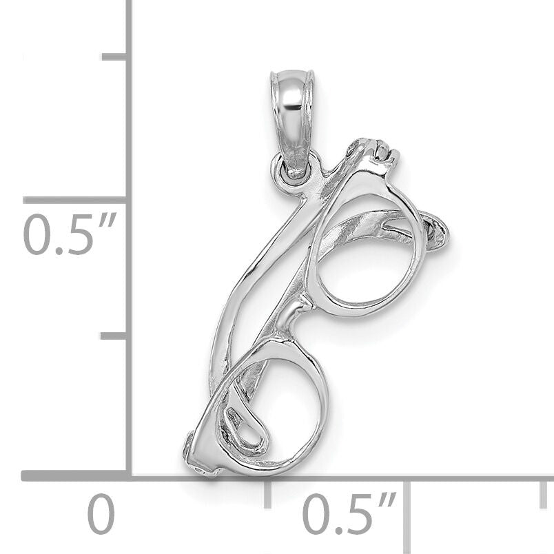 14K White Gold 3-D Moveable Glasses Charm-K7248W