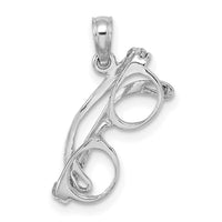 14K White Gold 3-D Moveable Glasses Charm-K7248W