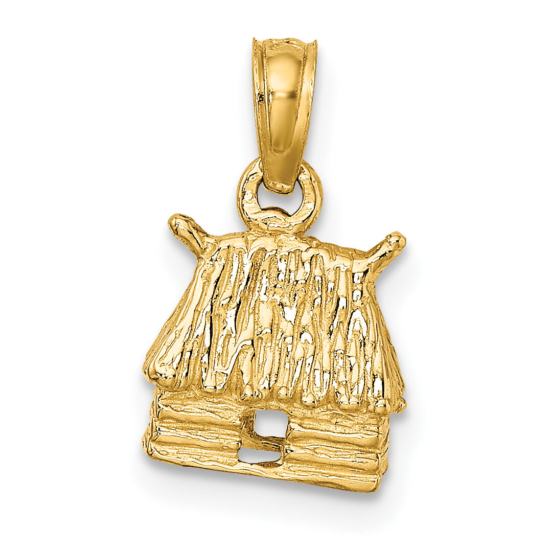 14K 3-D Bungalow Island Hut Charm-K7249
